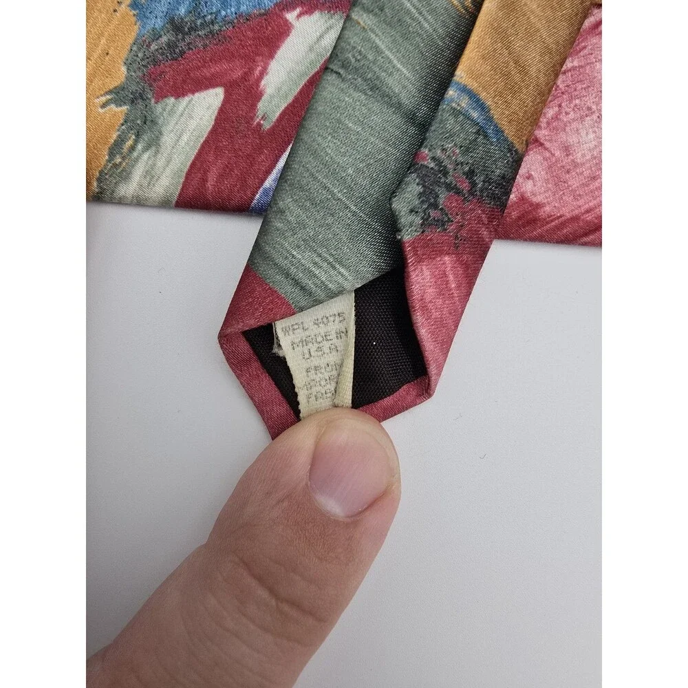Vintage Wembley Starshine Prints Abstract Painterly Geometric Polyester Tie USA